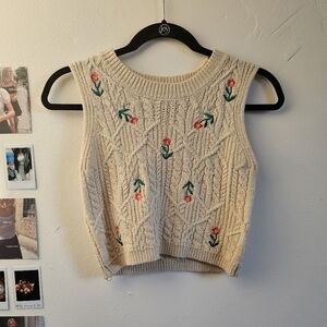 Knit Floral Sweater Vest